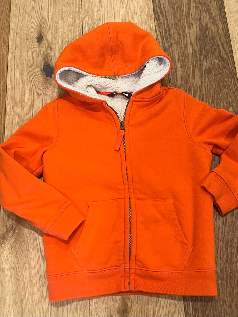 Lands' End Kids Bright Orange Hooded Zip Sweatshirt with Sherpa Lining